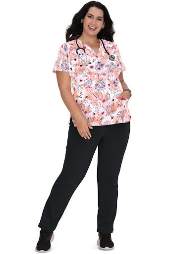 Betsey Johnson Bell Women's 2-Pocket Print Scrub Top